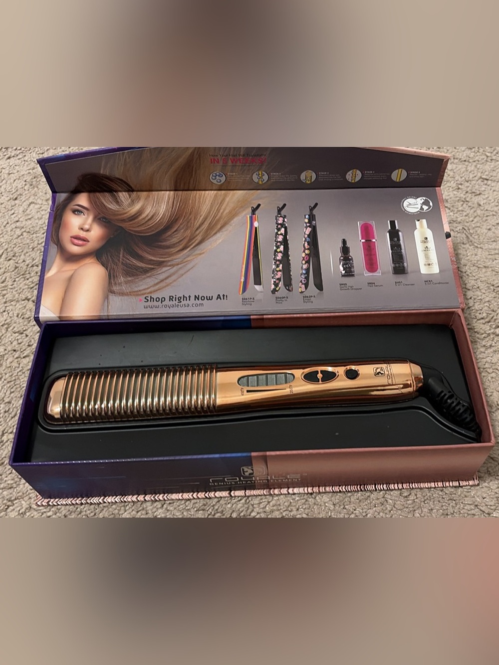 Royale Rose Gold Hair Straightener Styling Iron